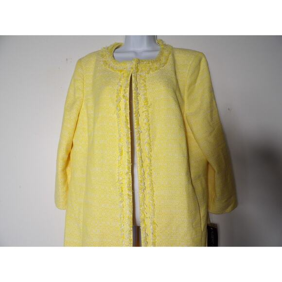 Albert Nippon Sz 18 Jacket Tweed Trench Coat Yellow Lemon Creme Long NWT - Picture 16 of 16